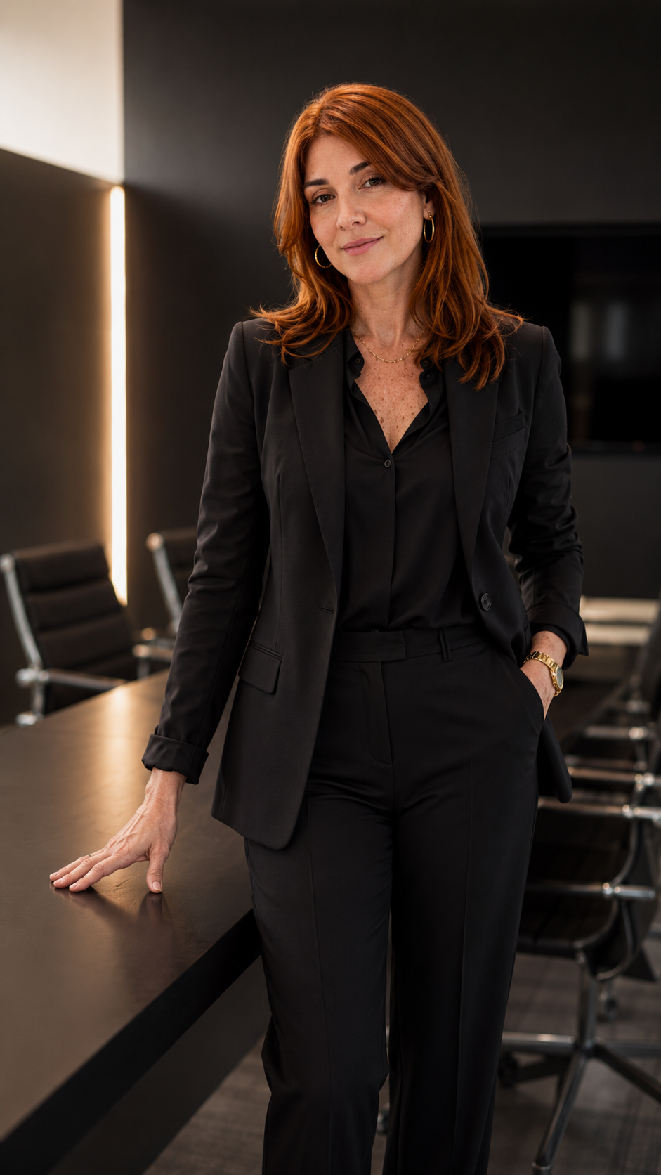 Kharina Farias em ambiente executivo